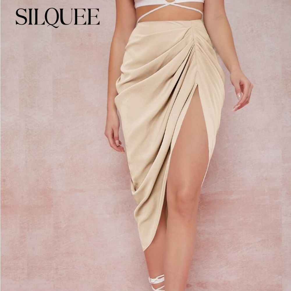 Elegant Cream Drape Skirt 🤍